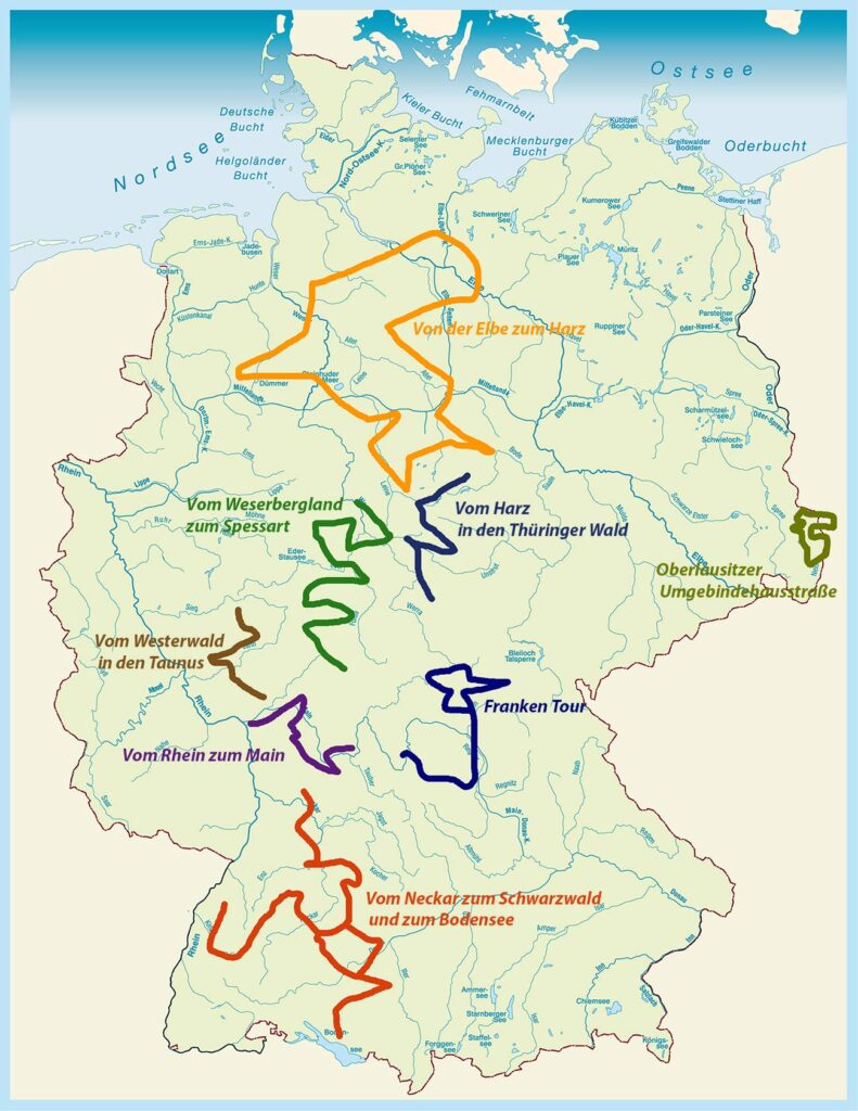 Die Routen der deutschen Fachwerkstraße