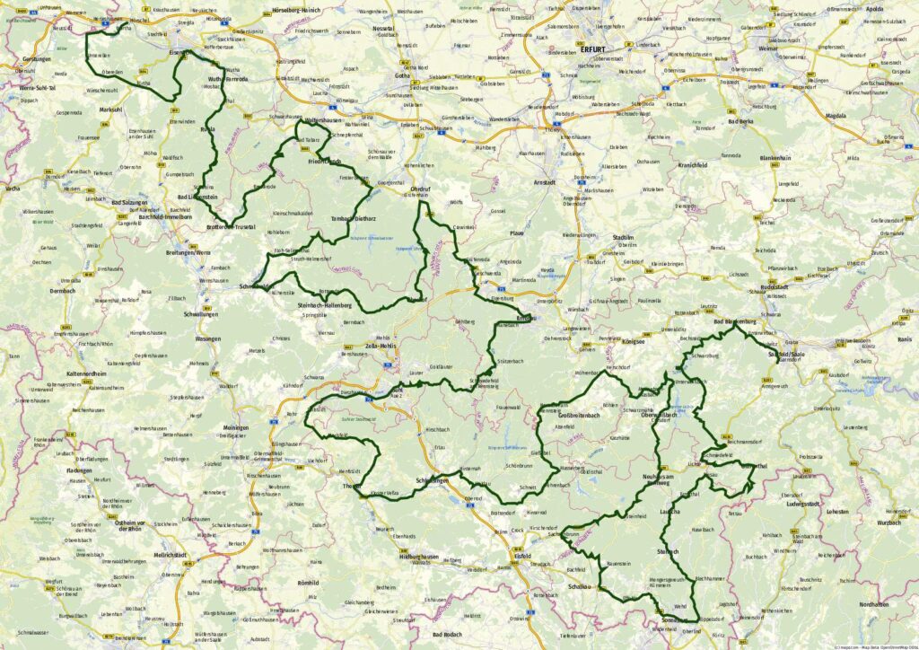 Naturpark-Route Thüringer Wald Landkarte