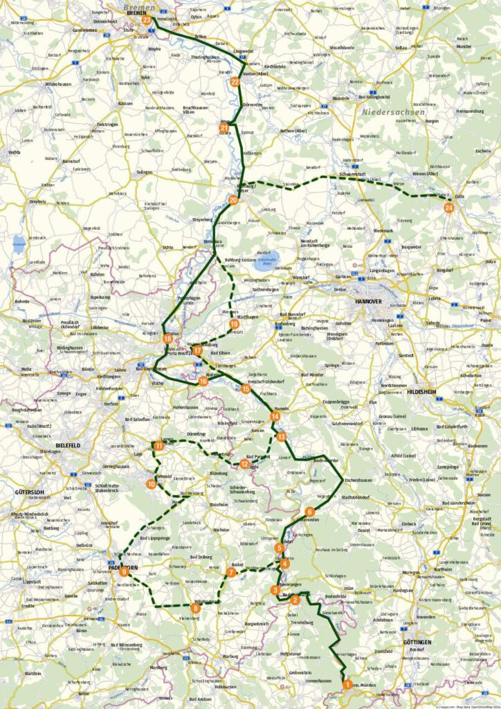 Strasse der Weserrenaissance karte