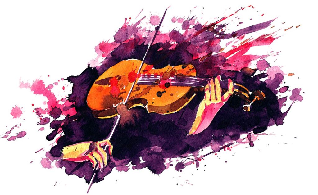 geige violine musik aquarell