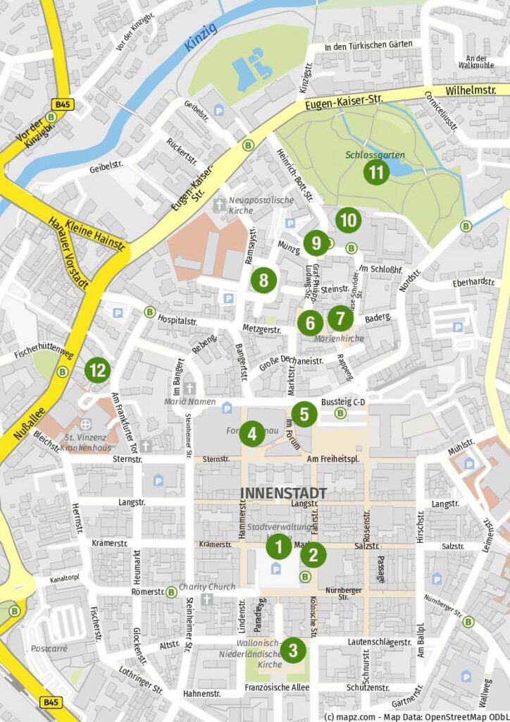 Karte hanau Innenstadt