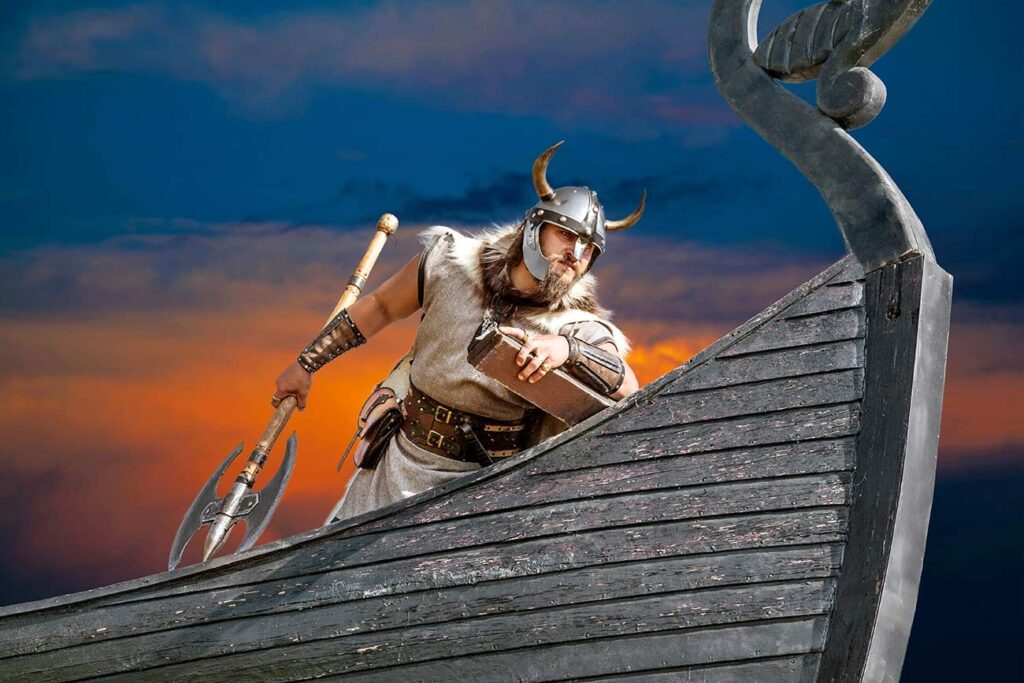 wikinger auf boot