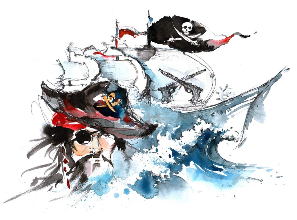 pirat schiff aquarell