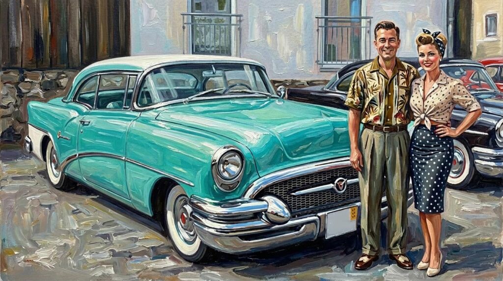 Oldtimer und Pärchen