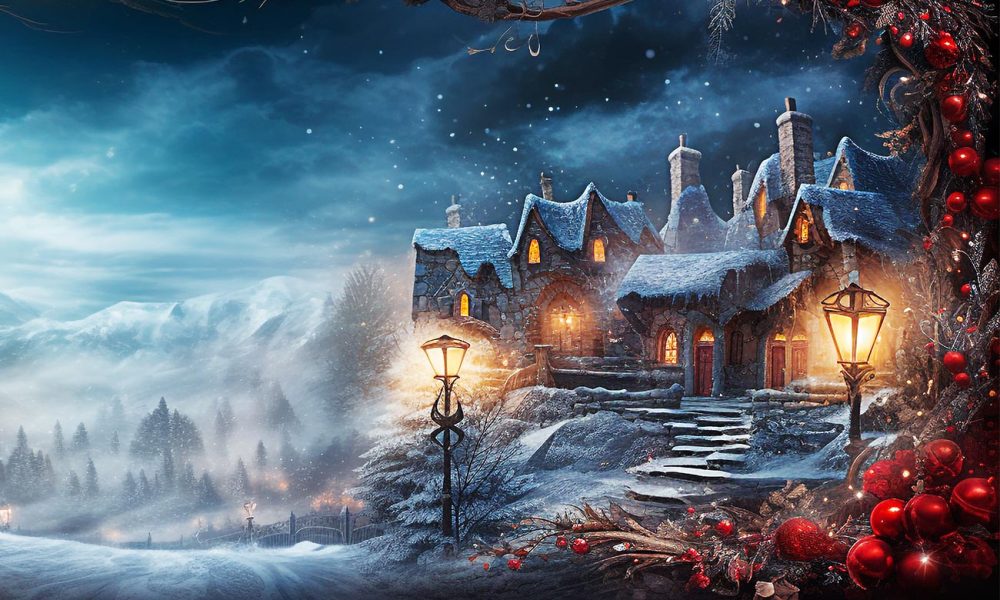 Haus im romantischen winterstil