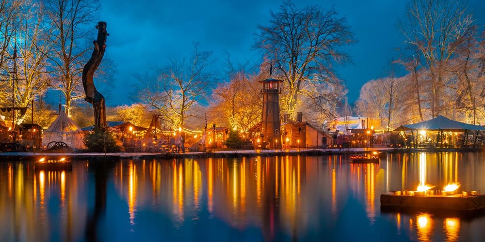 Phantastischer Mittelalterlicher Lichter Weihnachtsmarkt Dortmund
