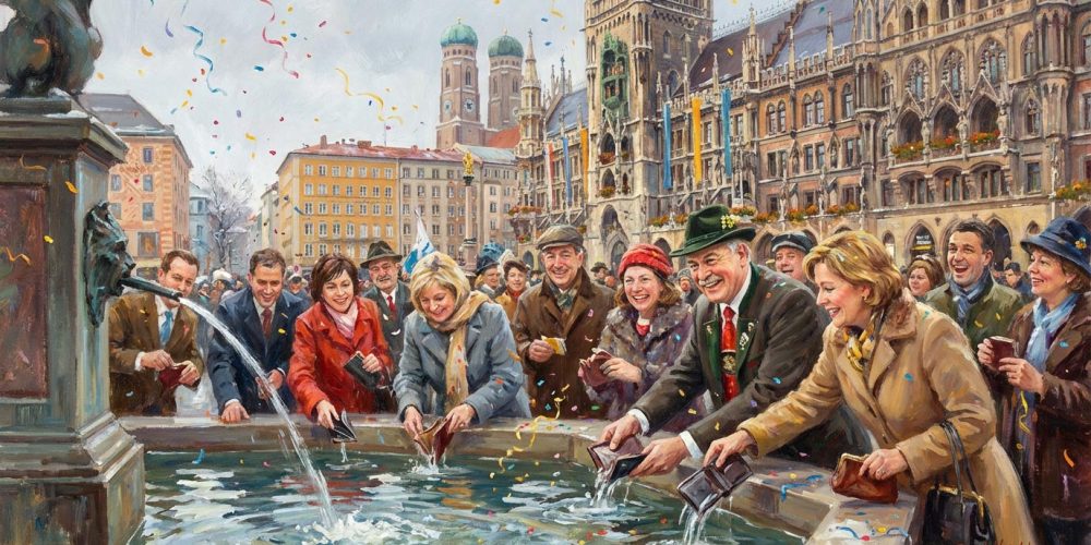 Geldbeutelwaschen im Fischbrunnen