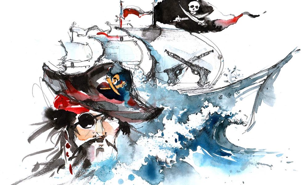 pirat schiff aquarell