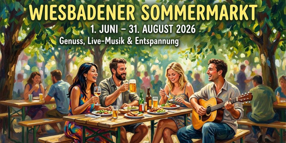 Sommermarkt in Wiesbaden auf dem Mauritiusplatz